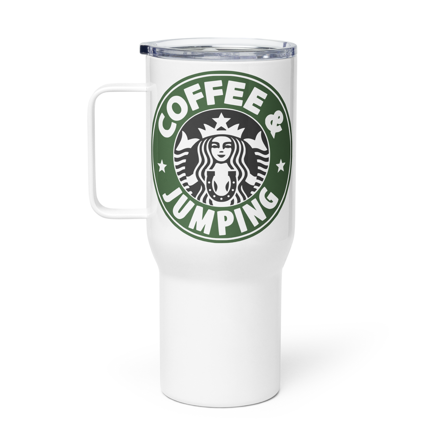 Travel Mug With Handle Coffee and Jumping Horse Show Cup