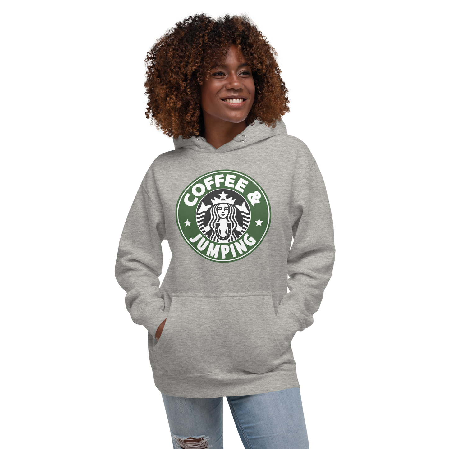 Unisex Premium Hoodie “Coffee and Jumping” Equestrian Horse Sweatshirt