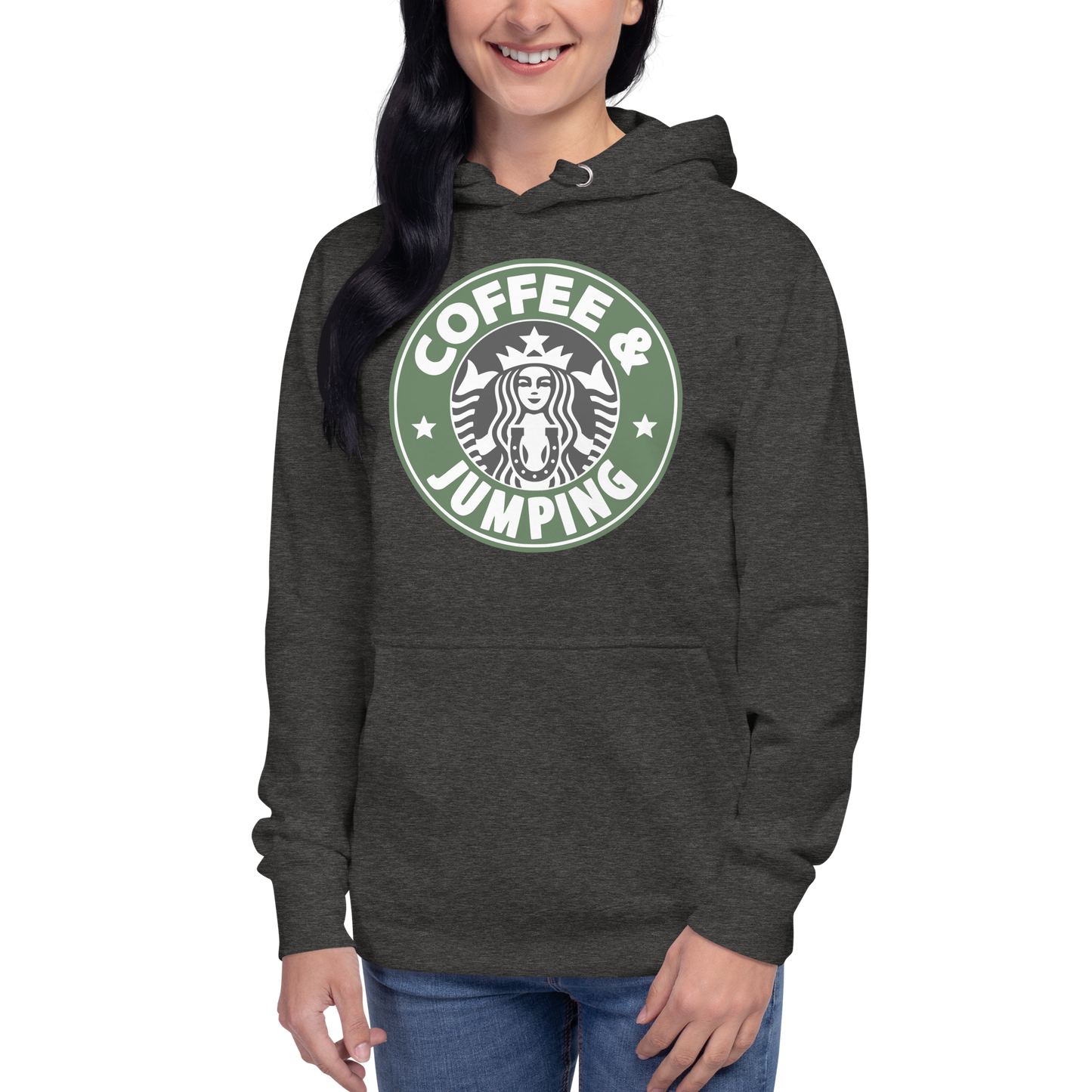 Unisex Premium Hoodie “Coffee and Jumping” Equestrian Horse Sweatshirt