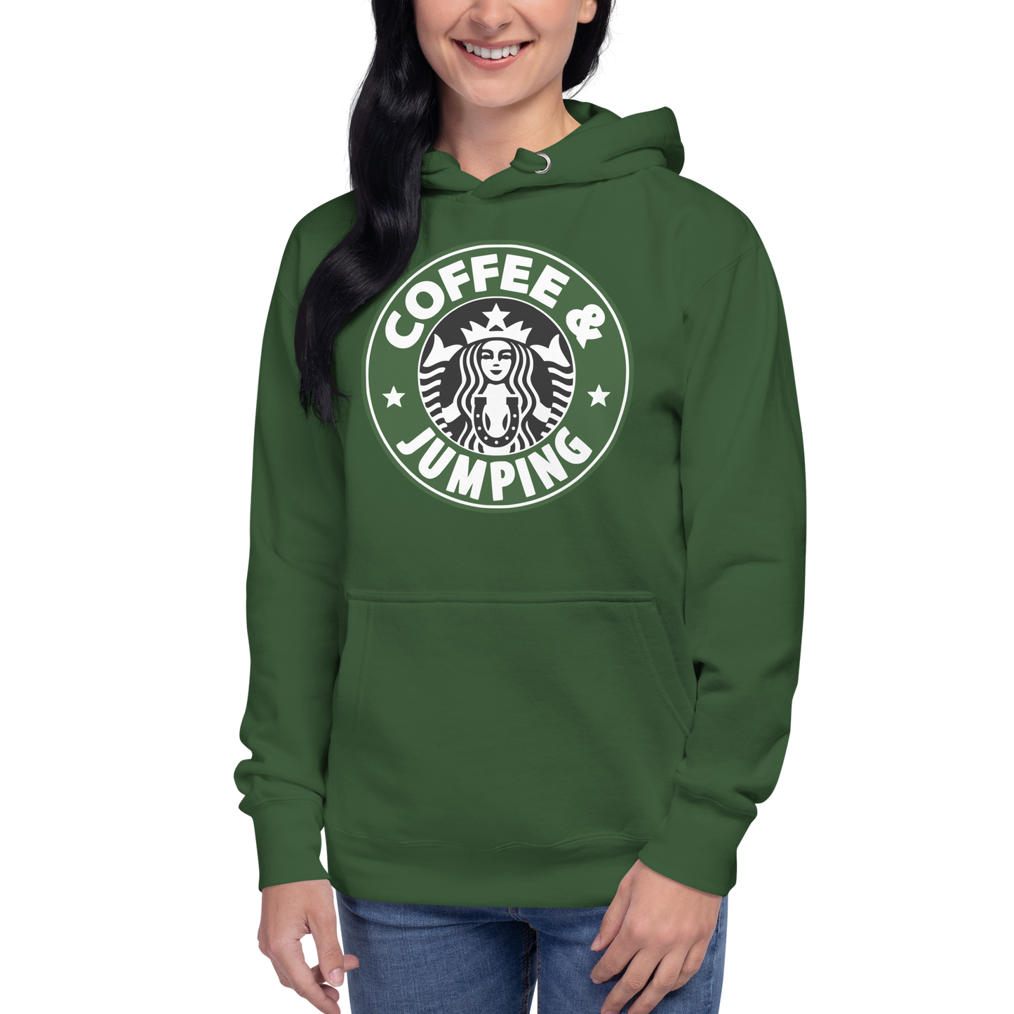 Unisex Premium Hoodie “Coffee and Jumping” Equestrian Horse Sweatshirt