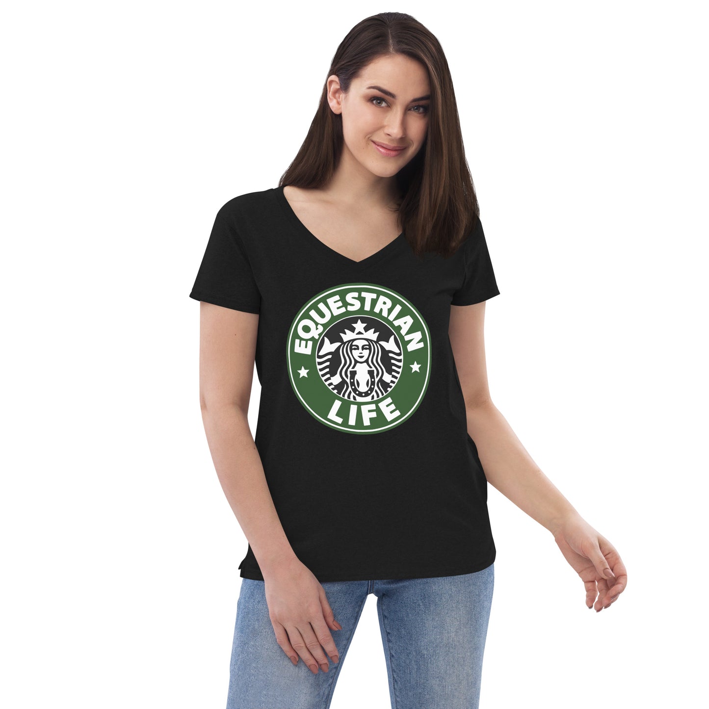 Women's Recycled V-Neck T-Shirt "Equestrian Life" District DT8001 Shirt