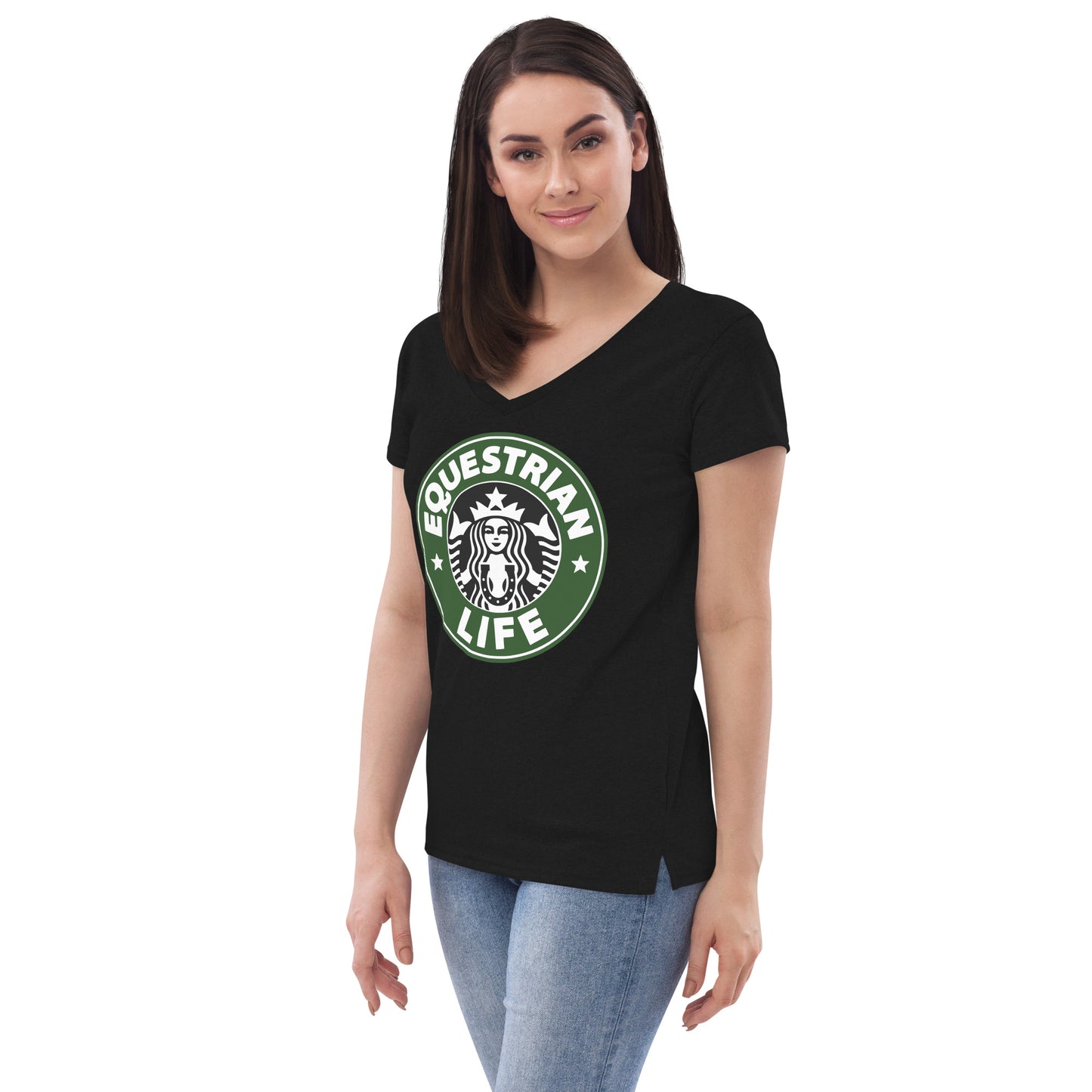 Women's Recycled V-Neck T-Shirt "Equestrian Life" District DT8001 Shirt