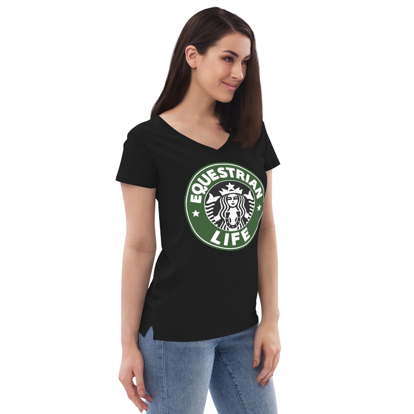 Women's Recycled V-Neck T-Shirt "Equestrian Life" District DT8001 Shirt