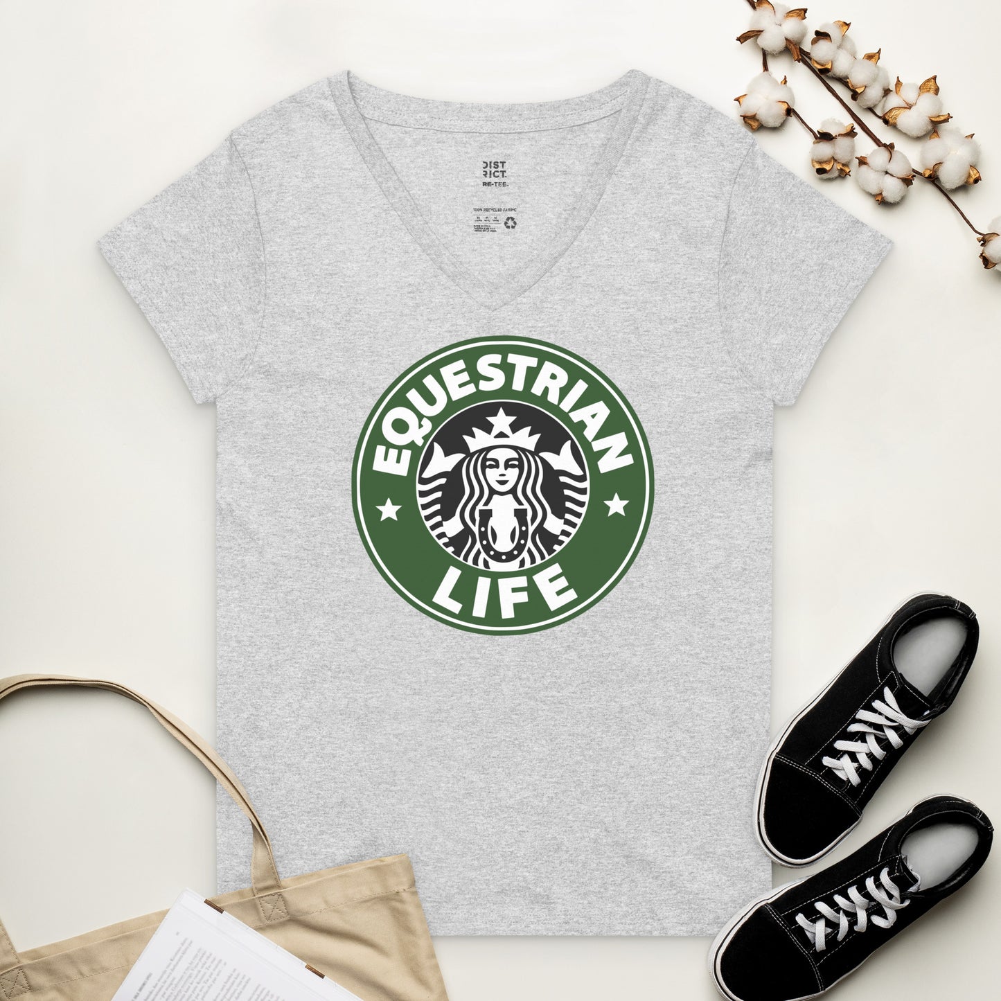 Women's Recycled V-Neck T-Shirt "Equestrian Life" District DT8001 Shirt