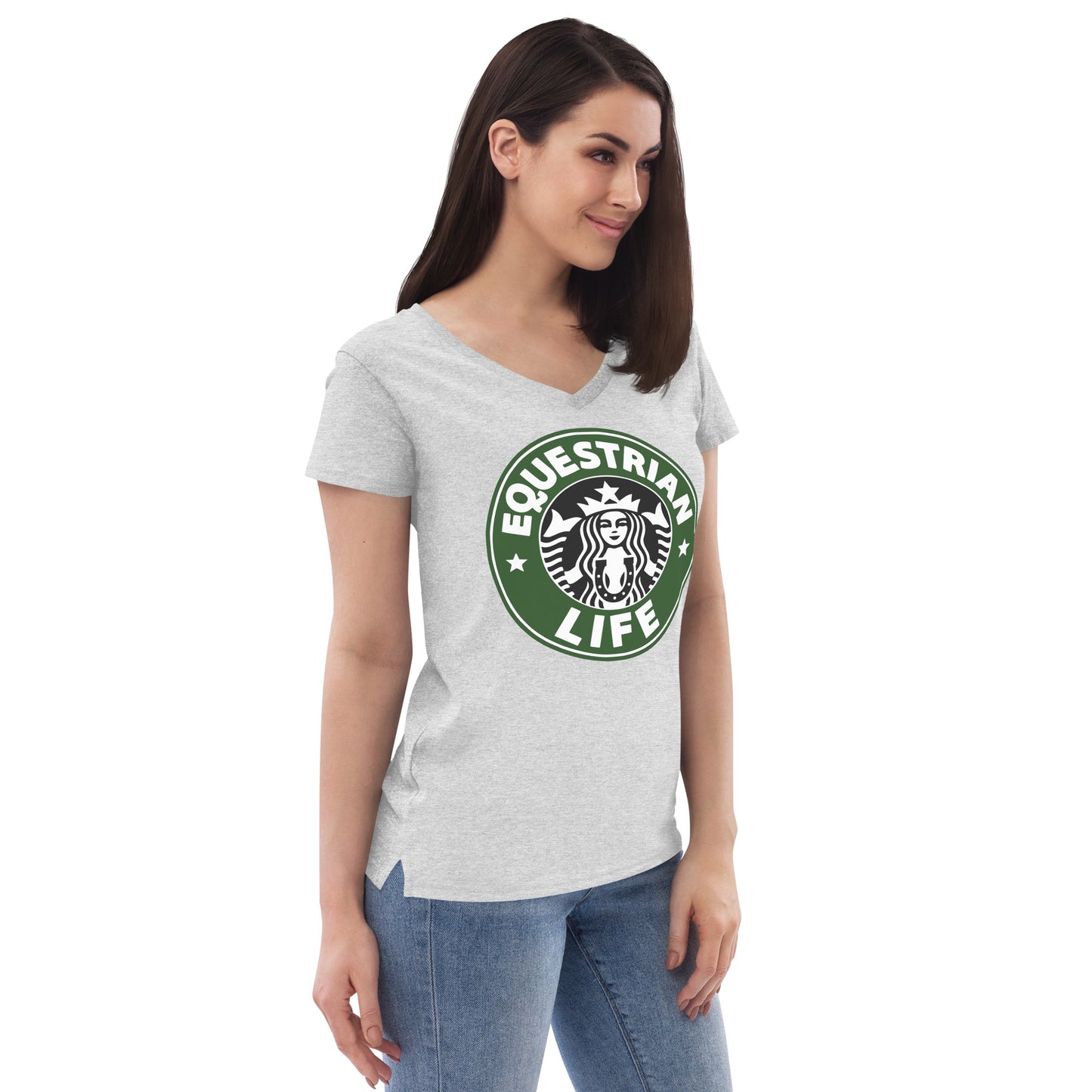 Women's Recycled V-Neck T-Shirt "Equestrian Life" District DT8001 Shirt