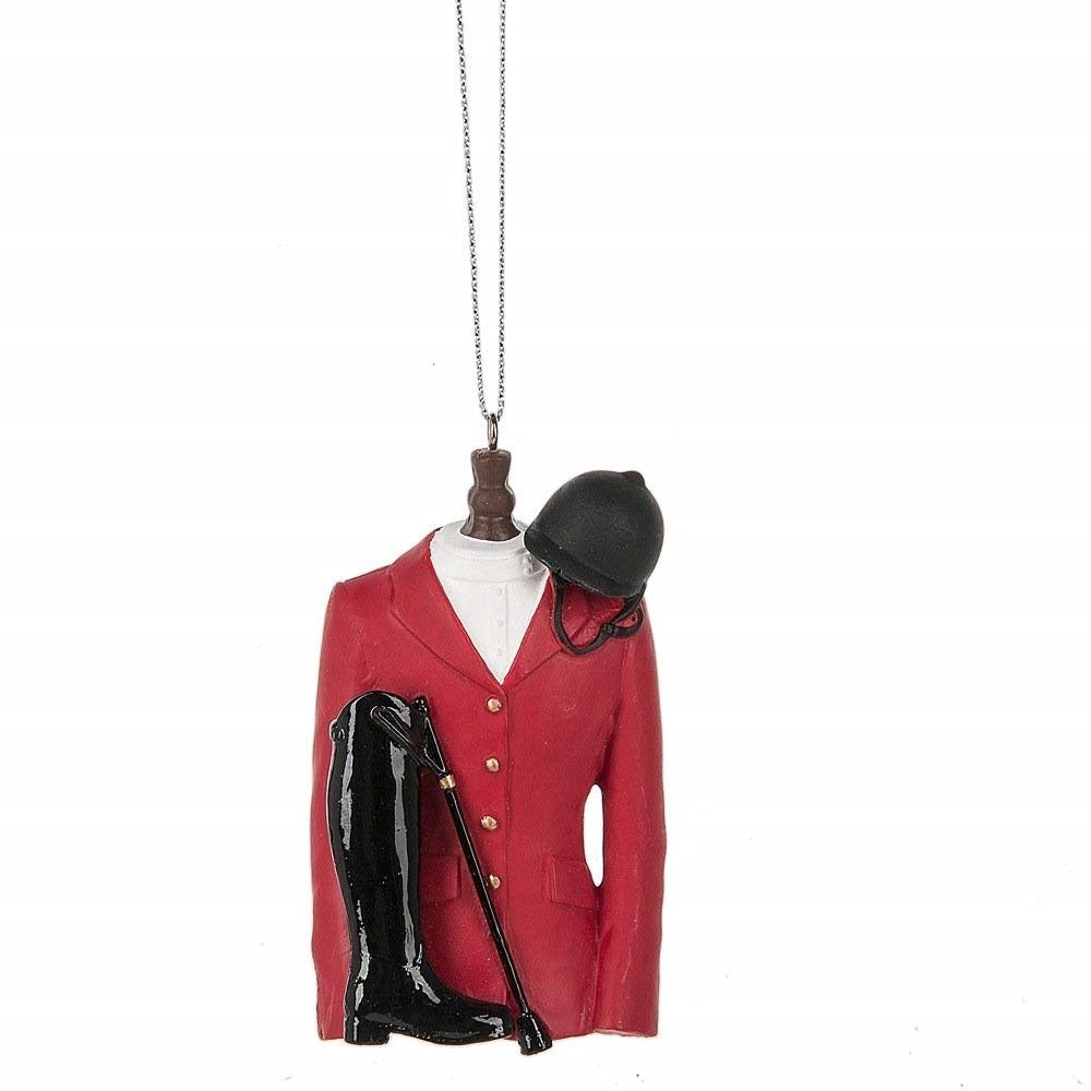 Red Equestrian Riding Coat, Boots, Helmet Christmas Ornament