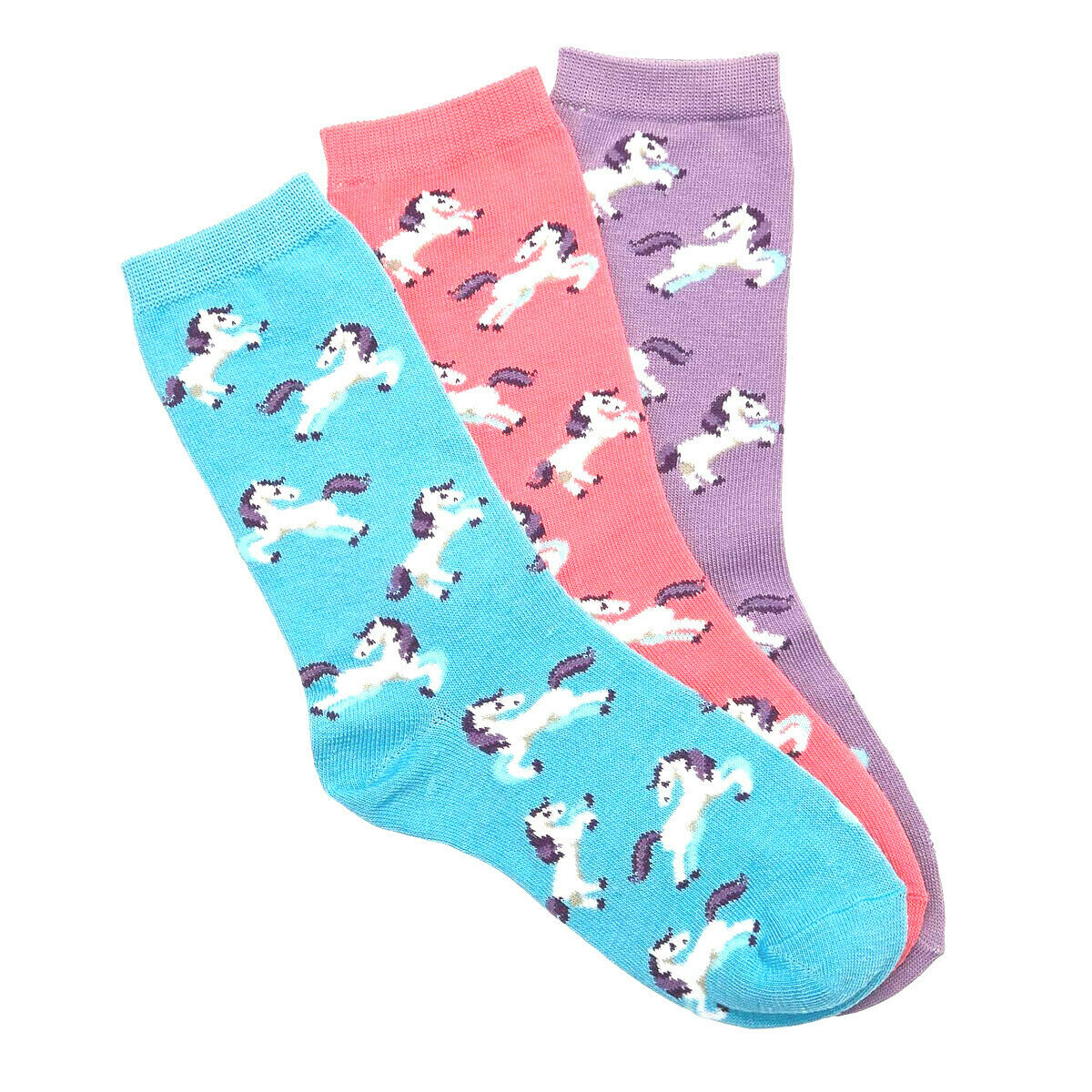 Dancing Ponies Ladies Crew Socks 3 pack