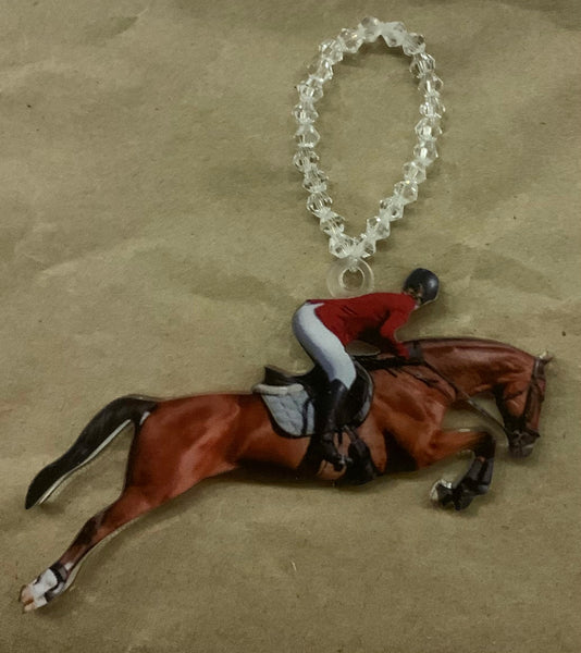 Red Jacket Jumping Horse Ornament