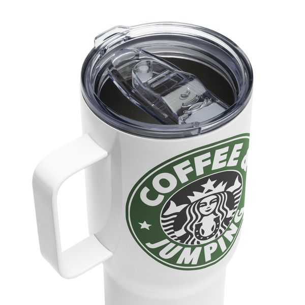Travel Mug With Handle Coffee and Jumping Horse Show Cup