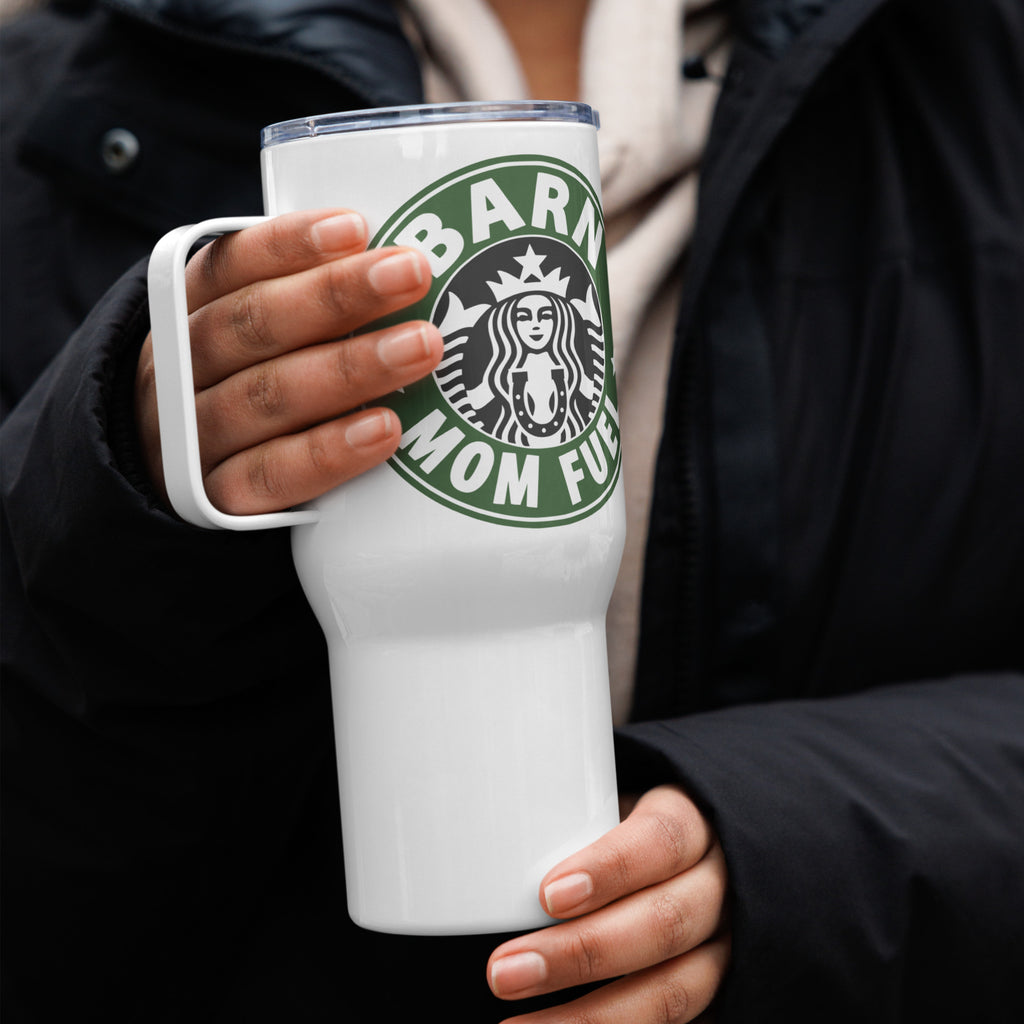Travel mug with handle "Barn Mom Fuel" Horse Coffee