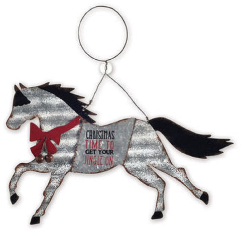 Gray Running Horse Tin Ornament or Wall Hanging