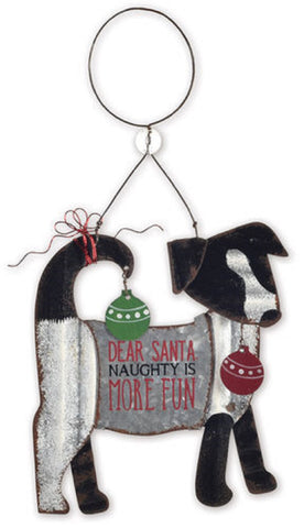 Tin Dog Christmas Ornament or Wall Hanging